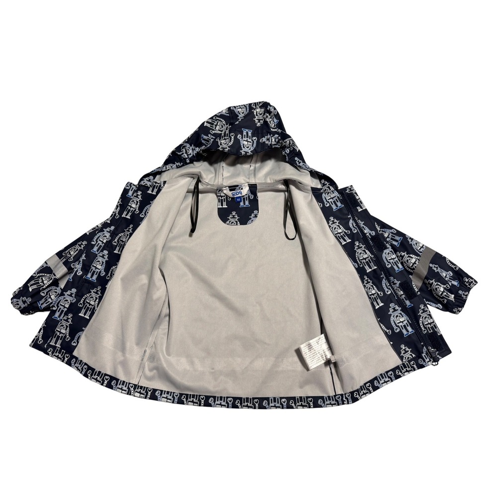 Kids Navy Robot Print Raincoat Hooded Waterproof Jacket Size 92 - Picture 6 of 16